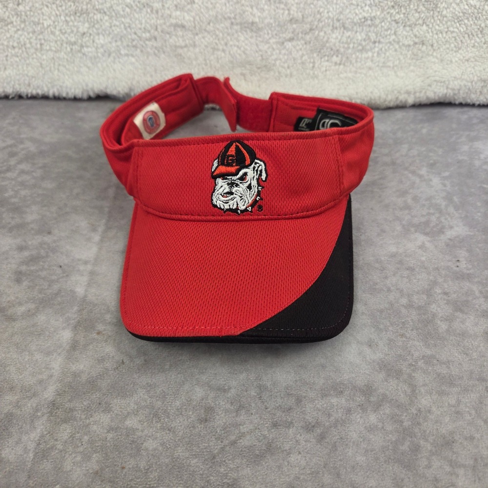 Outdoor Cap Georgia Bulldogs Visor Red Black Uga Mascot Adjustable Hat Q3 Tech